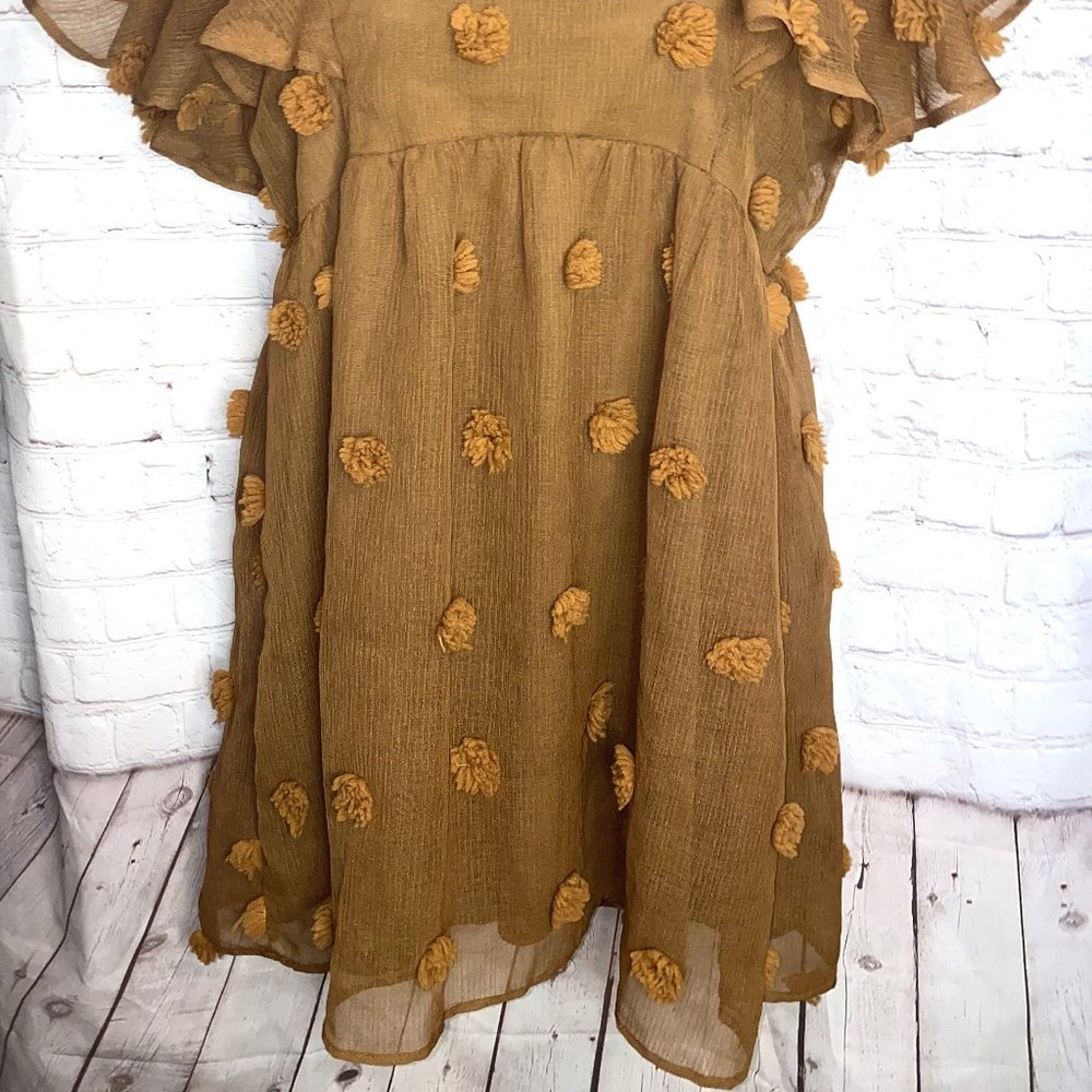 Brown Dress w/ Pom Poms - Picture 2 of 2